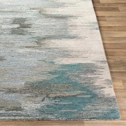SURYA MODESTO WOOL + VISCOSE RUG: TEAL, AQUA