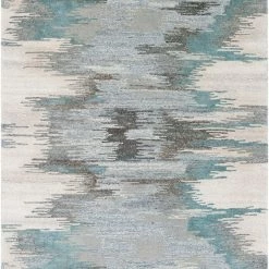 SURYA MODESTO WOOL + VISCOSE RUG: TEAL, AQUA