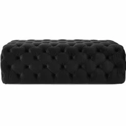 TOV Living Room MONICA TUFTED VELVET COCKTAIL OTTOMAN