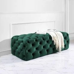 TOV Living Room MONICA TUFTED VELVET COCKTAIL OTTOMAN