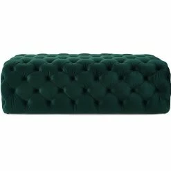TOV Living Room MONICA TUFTED VELVET COCKTAIL OTTOMAN