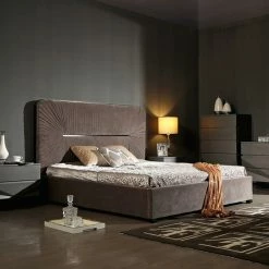 VIG Furniture MOON STONE PLEATED VELVET BED