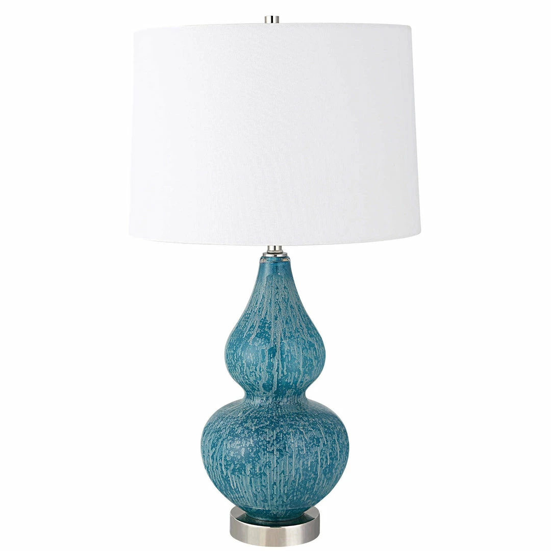 New ๐คฉ UTTERMOST Lighting MOTTLED TURQUOISE BULB GLASS LAMP โ 1 UTTERMOST Lighting MOTTLED TURQUOISE BULB GLASS LAMP