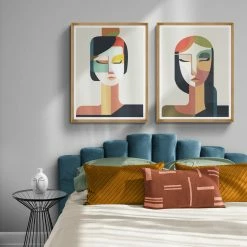 L ART "MULTIFACETED I" GLASS FRAMED ART