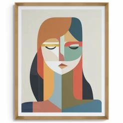 L ART Wall Art "MULTIFACETED III" GLASS FRAMED ART