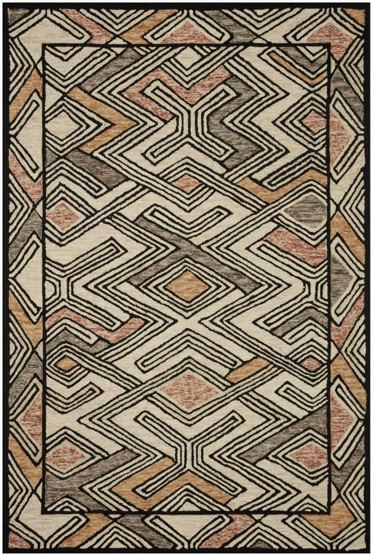 Deals ๐ LOLOI NALA HAND-TUFTED WOOL RUG: IVORY, BLACK, CAMEL, ROSE ๐ 1 LOLOI NALA HAND-TUFTED WOOL RUG: IVORY, BLACK, CAMEL, ROSE