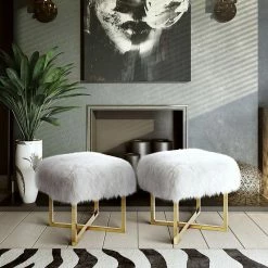 TOV Living Room NAOMI SHEEPSKIN BENCH