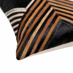 SURYA Pillows + Decor NASHVILLE HAIR ON HIDE PILLOW: BLACK, CAMEL