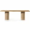 FOUR HANDS Furniture NATURAL OAK + TRAVERTINE DINING TABLE