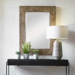 UTTERMOST Mirrors NATURAL PINE CHEVRON WALL MIRROR
