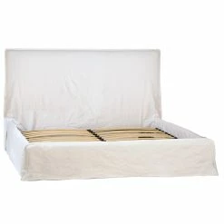DOVETAIL NATURAL WHITE LINEN SLIPCOVER BED
