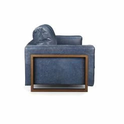 MOES Furniture NIKOLY LEATHER SOFA: MIDNIGHT BLUE