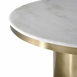 TOV 4' ROUND NOIR MARBLE TOP PEDESTAL DINING TABLE Kitchen + Dining