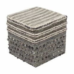 SURYA NORDIC CUBE OTTOMAN: GRAY, DENIM