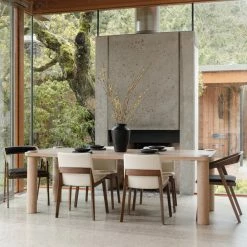 MOES NORDIC WHITE OAK POST DINING TABLE