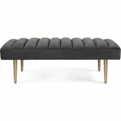 TOV Living Room NOVA GREY VELVET BENCH