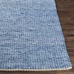 SURYA NUBBY WOVEN WOOL RUG: DENIM