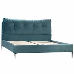 DOVETAIL OCEAN SLUB VELVET PILLOW BACK PLATFORM BED Bedroom