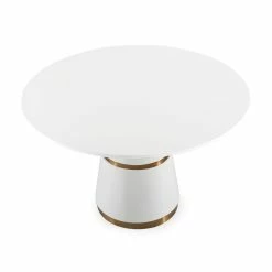 TOV Kitchen + Dining ORA 4' ROUND WHITE LACQUER DINING TABLE