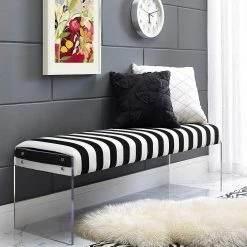 TOV OSCAR STRIPED VELVET ACRYLIC BENCH