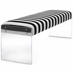 TOV OSCAR STRIPED VELVET ACRYLIC BENCH