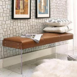 Deals ๐ฏ TOV Living Room OSCAR CAMEL LEATHER + ACRYLIC BENCH ๐ 5 TOV Living Room OSCAR CAMEL LEATHER + ACRYLIC BENCH