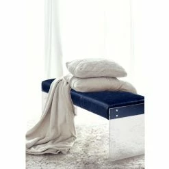 TOV OSCAR ANTIQUE BLUE LEATHER + ACRYLIC BENCH