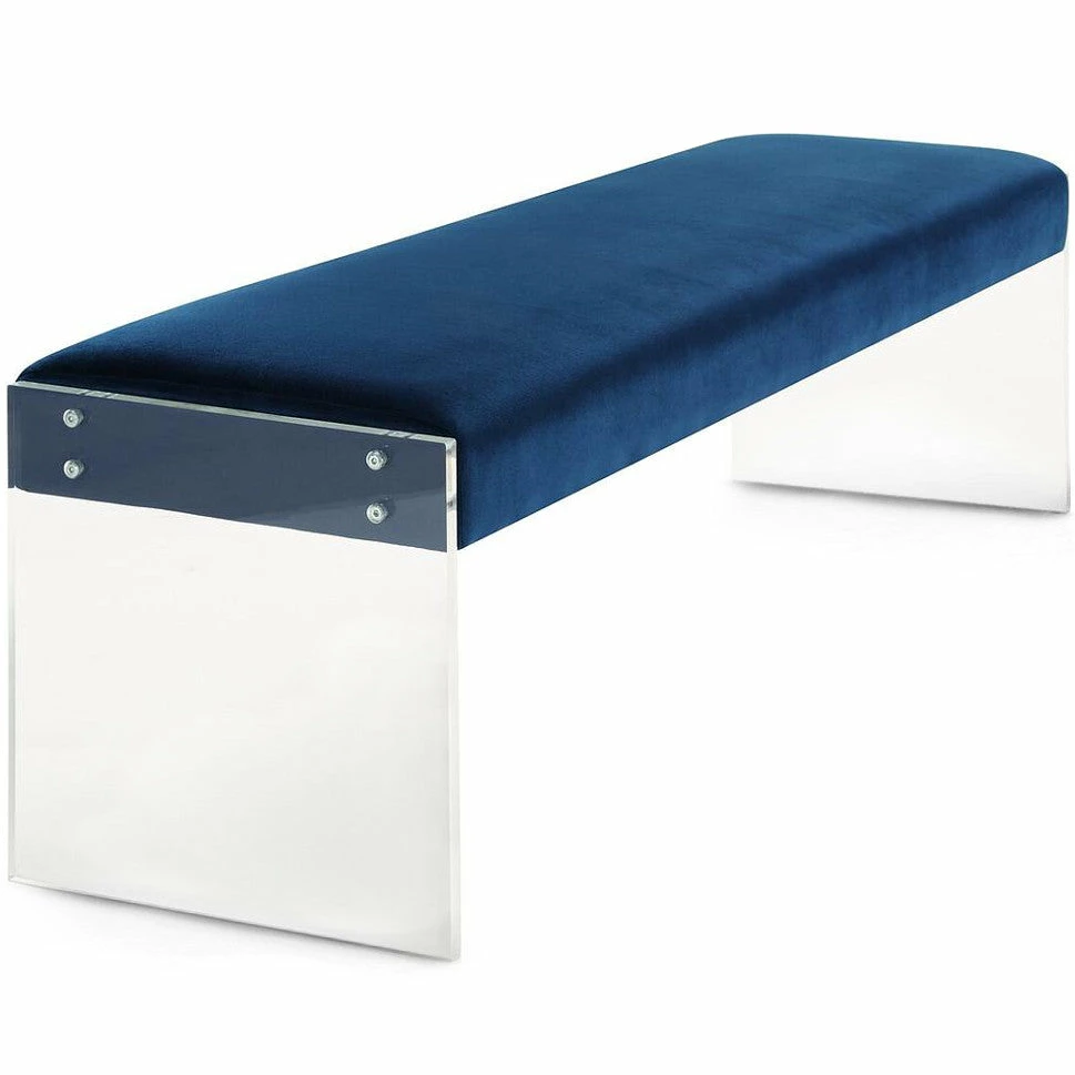 Budget ✨ TOV OSCAR NAVY VELVET ACRYLIC BENCH 🔥 2 TOV OSCAR NAVY VELVET ACRYLIC BENCH