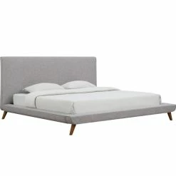TOV OWEN MID-CENTURY PLATFORM BED: BEIGE/GRAY