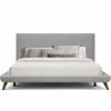 TOV OWEN MID-CENTURY PLATFORM BED: BEIGE/GRAY