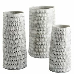 CYAN Pillows + Decor OYSTER SILVER CERAMIC VASES