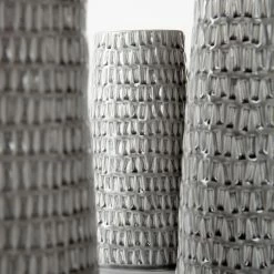 CYAN Pillows + Decor OYSTER SILVER CERAMIC VASES