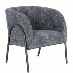 FOUR HANDS Living Room PACEY TEXTURED NAVY CHENILLE BARREL CHAIR