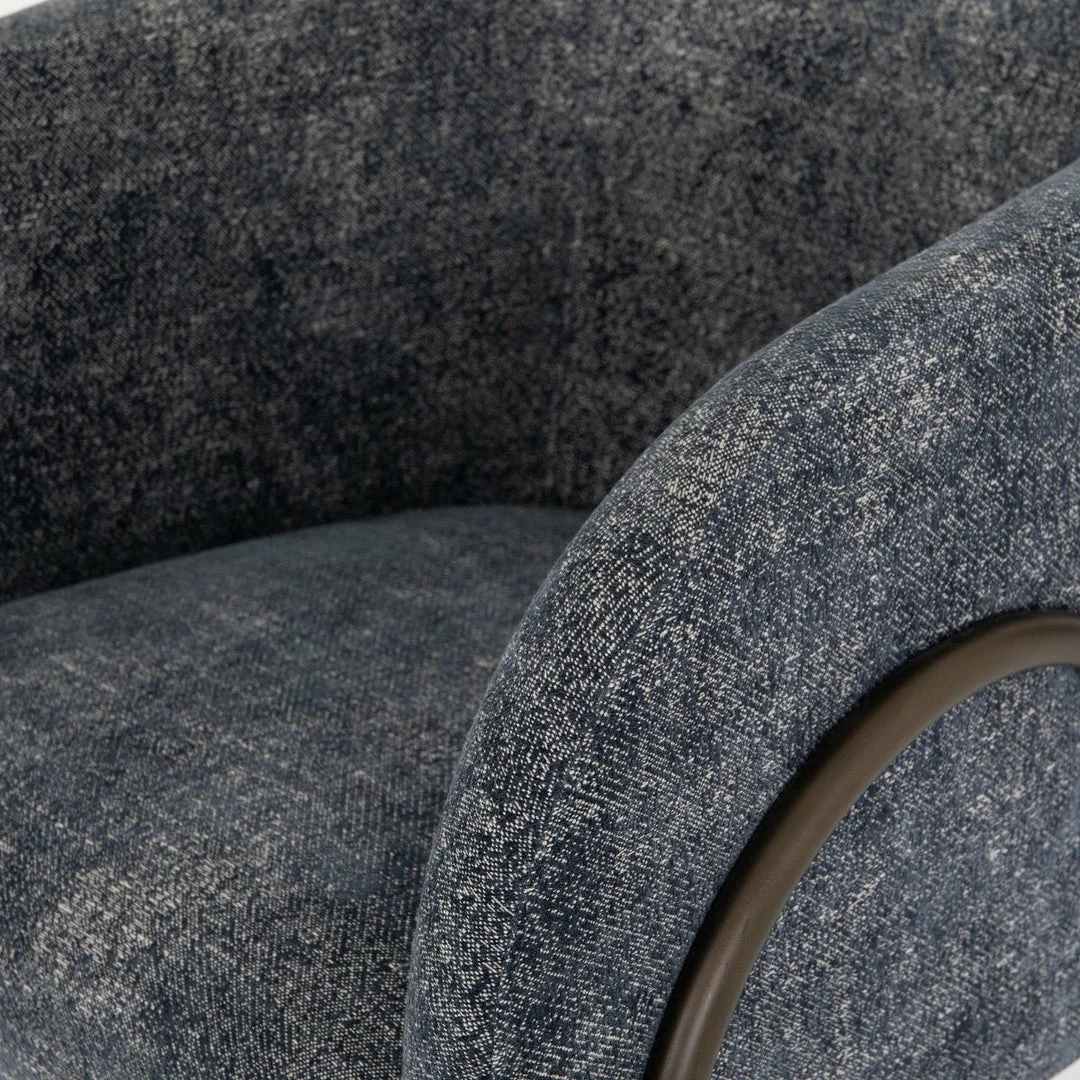 Buy 🥰 FOUR HANDS Living Room PACEY TEXTURED NAVY CHENILLE BARREL CHAIR 😍 6 FOUR HANDS Living Room PACEY TEXTURED NAVY CHENILLE BARREL CHAIR