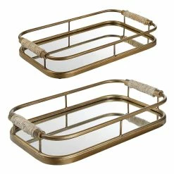 UTTERMOST PALM SPRINGS RETRO MIRRORED SERVING TRAYS | SET OF 2