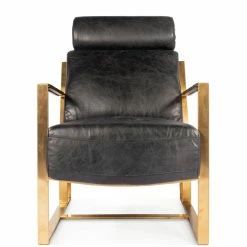 MOES Living Room PARADISO BLACK LEATHER LOUNGER