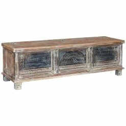 DOVETAIL Furniture PASHA HAND-CARVED TRUNK BENCH
