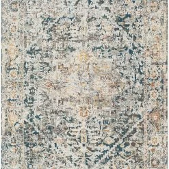 SURYA ERIS RUG: SILVER, TEAL MULTI