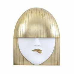 PHILLIPS COLLECTION FASHION FACE GOLD+WHITE WALL ART Wall Sculptures + Decor
