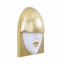 PHILLIPS COLLECTION FASHION FACE GOLD+WHITE WALL ART Wall Sculptures + Decor