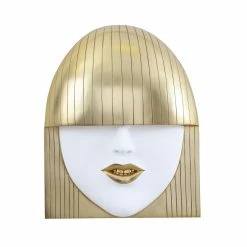 PHILLIPS COLLECTION FASHION FACE GOLD+WHITE WALL ART Wall Sculptures + Decor