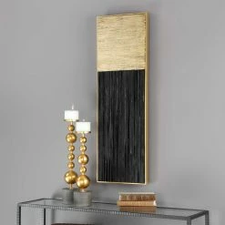 UTTERMOST PIERRA BLACK + GOLD WOODEN WALL PANEL Wall Sculptures + Decor