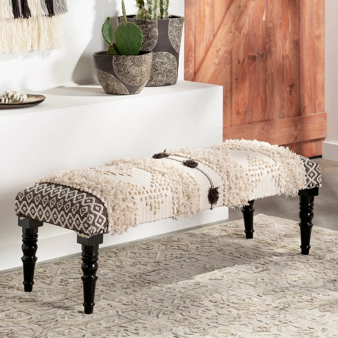 Flash Sale ๐ฅฐ SURYA PILCRO FRINGE UPHOLSTERED BENCH โจ 2 SURYA PILCRO FRINGE UPHOLSTERED BENCH