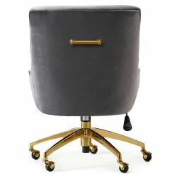 TOV PIPER GRAY VELVET SWIVEL OFFICE CHAIR