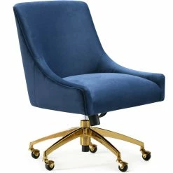 TOV PIPER NAVY VELVET SWIVEL OFFICE CHAIR