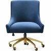 TOV PIPER NAVY VELVET SWIVEL OFFICE CHAIR