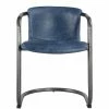 MOES Kitchen + Dining REVOLVE VINTAGE LEATHER DINING CHAIR: BLUE | SET OF 2