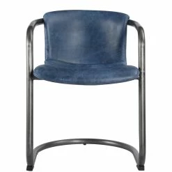 MOES Kitchen + Dining REVOLVE VINTAGE LEATHER DINING CHAIR: BLUE | SET OF 2