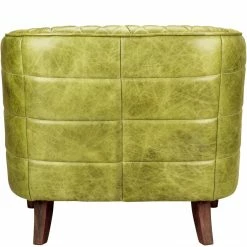 MOES MAGDELAN TUFTED LEATHER ARM CHAIR: GREEN