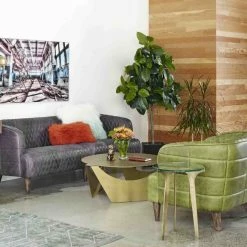 MOES MAGDELAN TUFTED LEATHER ARM CHAIR: GREEN